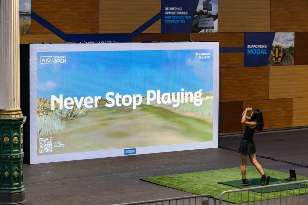 The R&A has created this playable billboard to re-imagine how golf enthusiasts engage with the sport, while also promoting the upcoming AIG Women’s Open, which will be held at St Andrews from 21-25 August 2024.